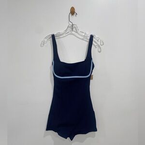 Berlook Navy One Piece Swim Romper Open Back | Size S | NWT